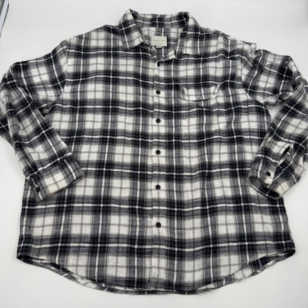 American Eagle XL Super Soft Black White Plaid Flannel Shirt Menswear